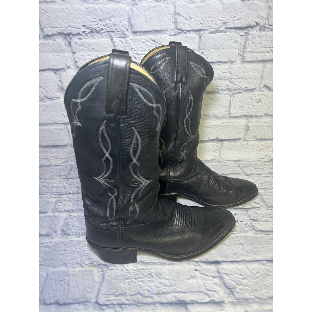 DAN POST Western Cowboy Boots Black Made in USA Style 6550 Men's 9 D